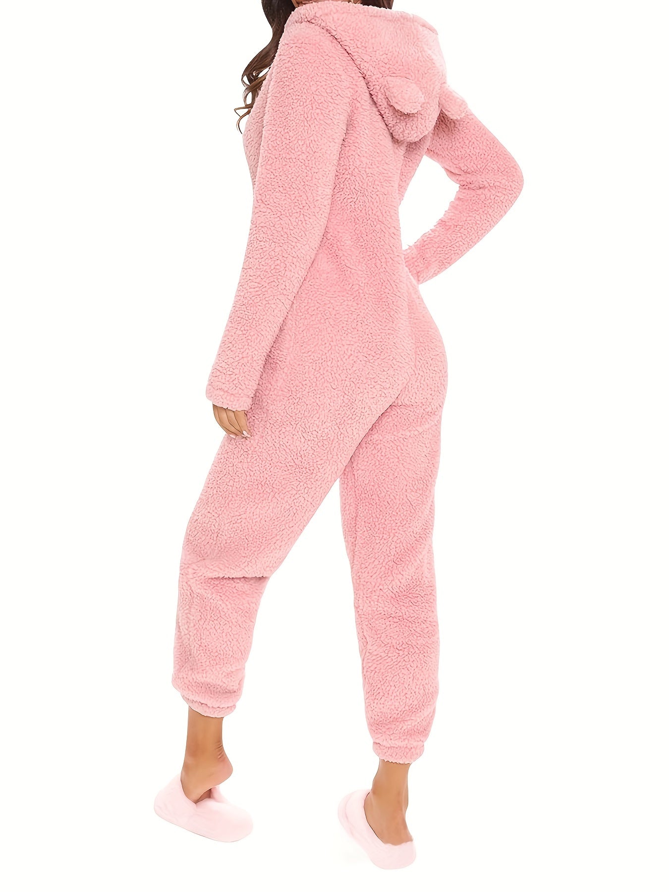 Fuzzy Cozy Hooded Pajama Jumpsuit - Comfy &amp; Cute Long Sleeve Zipper Pajamas - Women's Lingerie &amp; Sleepwear - Music Festival
