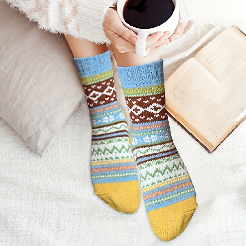 10 Pairs - Women's Winter Socks - Thickened Soft Warm Knitted Casual Socks for Mountaineering and Skiing