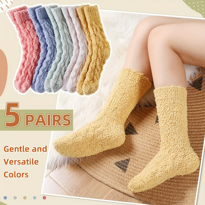 5 pairs - Women's Colored Medium Socks - Soft and Comfortable