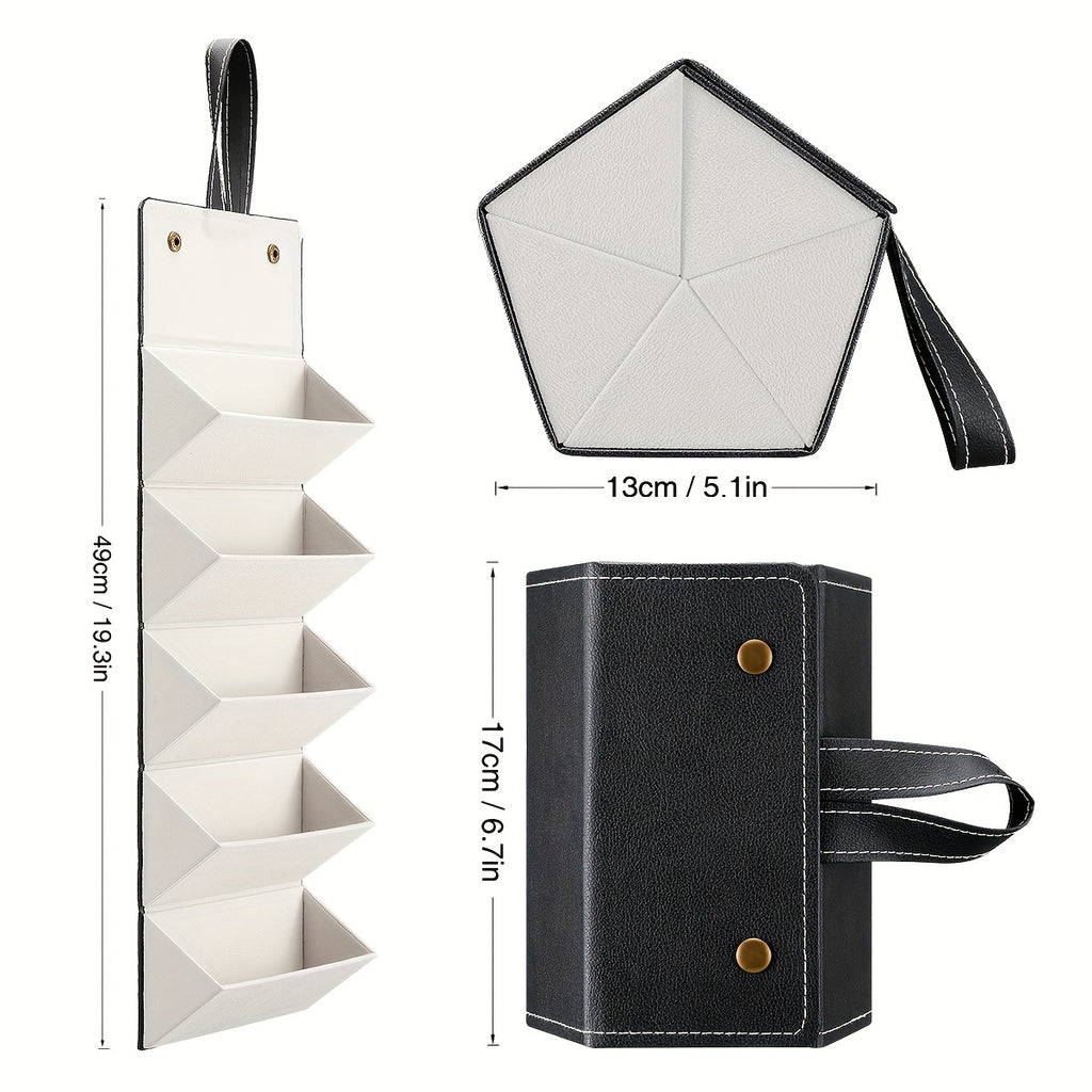 5-compartment Fashion Glasses Organizer Case - Portable Eyewear Storage Box - Scratch-Resistant Soft Lining &amp; Sleek White & Black Design - Compact Style, Durable Construction, for Fashion Glass Lovers