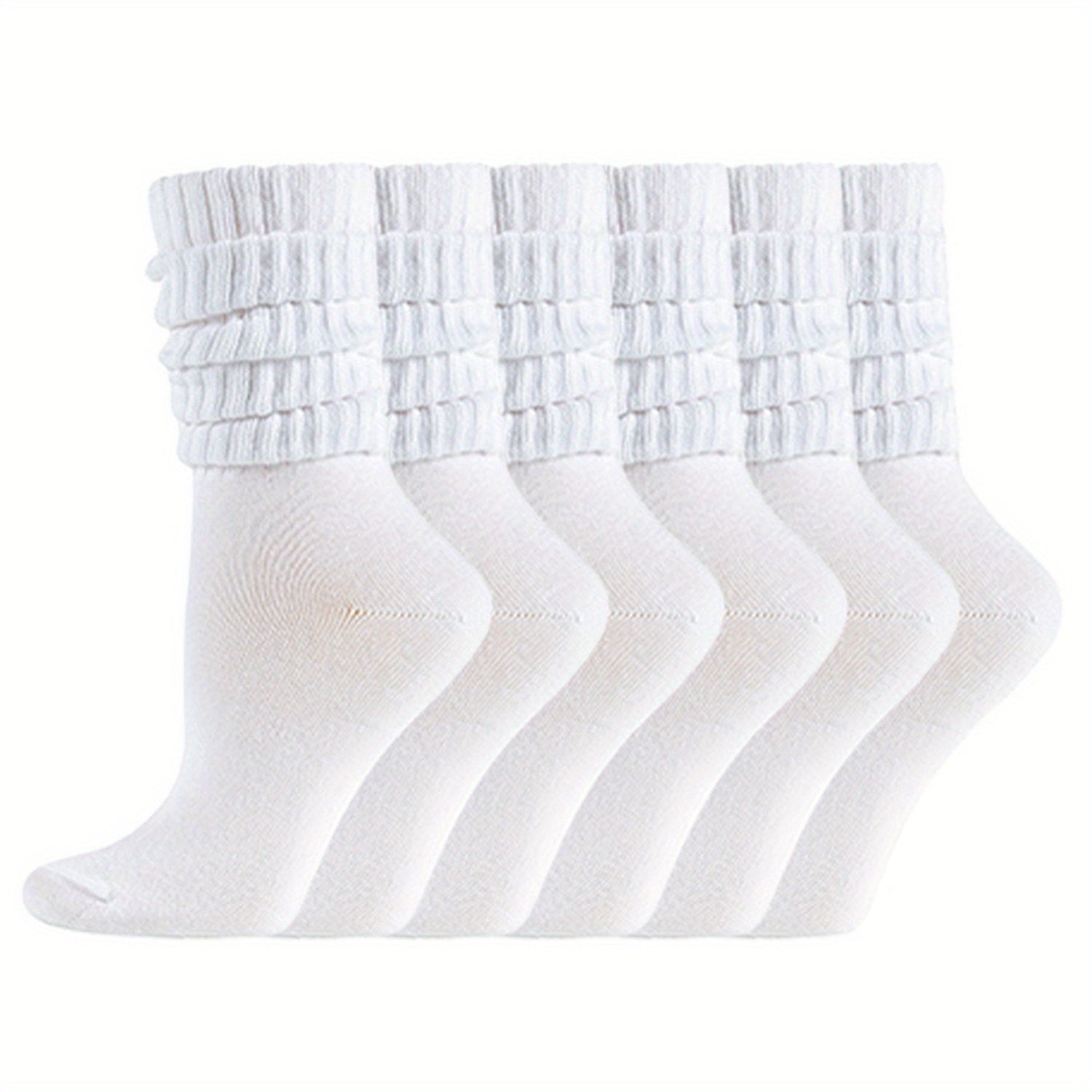 3 Pairs - Warm Winter Socks - Unisex Breathable Mid Calf Socks - Solid Color Stacked Long Socks