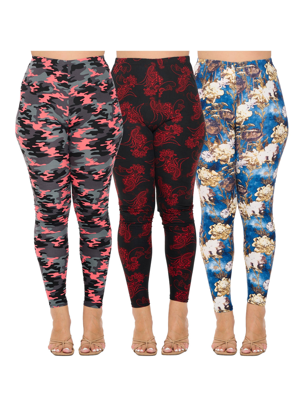 10 pairs &amp; 20 pairs - Plus Size Women's Multi-Pack of Randomly Assorted Fashion Lounge Leggings - Comfortable Soft Pull-On Breathable Leggings - 1X - 2X - 3X - 4X - 5X