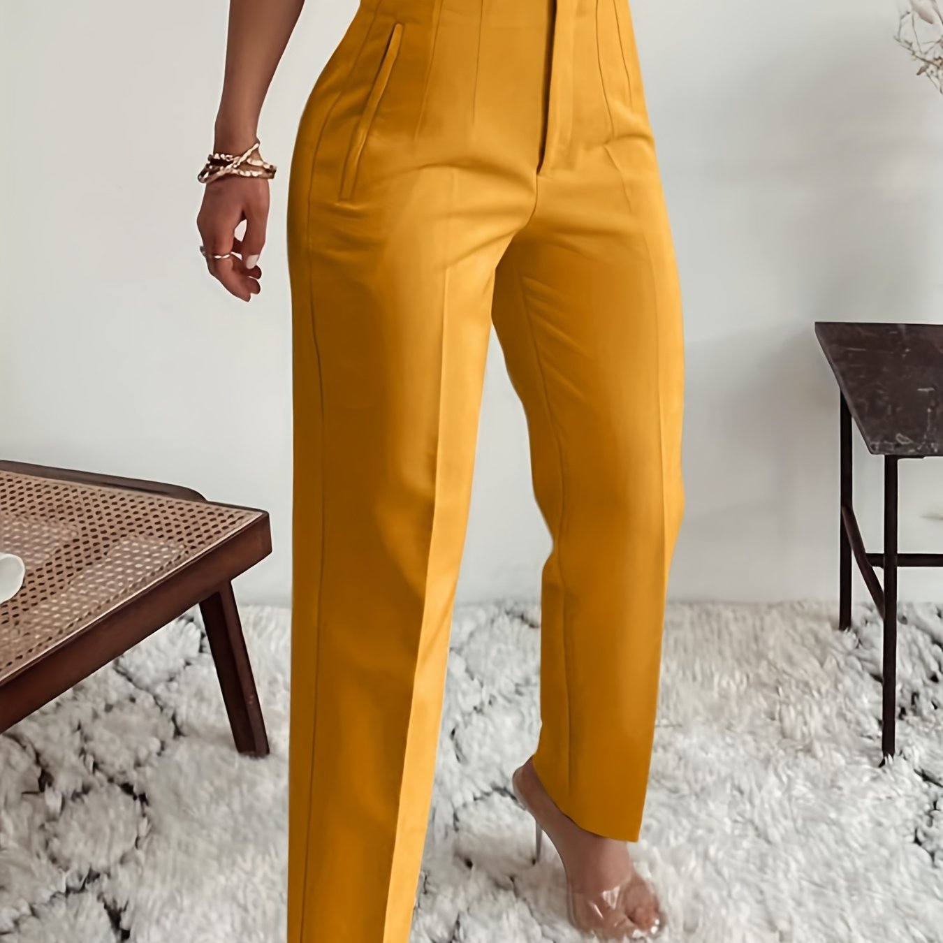 Women's High-Waisted Slim-Fit Office Pencil Pants - Trousers for Professional Workwear Formal Attire - Office Pants, Business Casual, Sophisticated Look