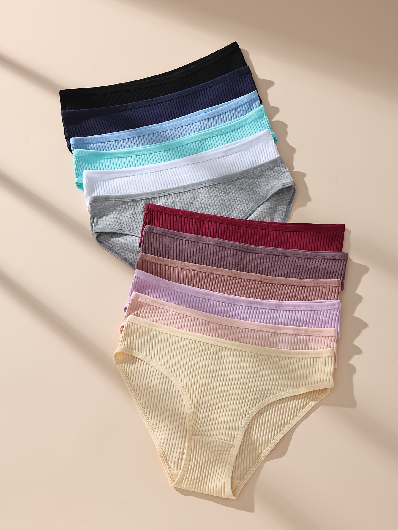 12 pairs - Sexy And Simple Solid Color Women's Underwear - Breathable and Comfortable Underwear