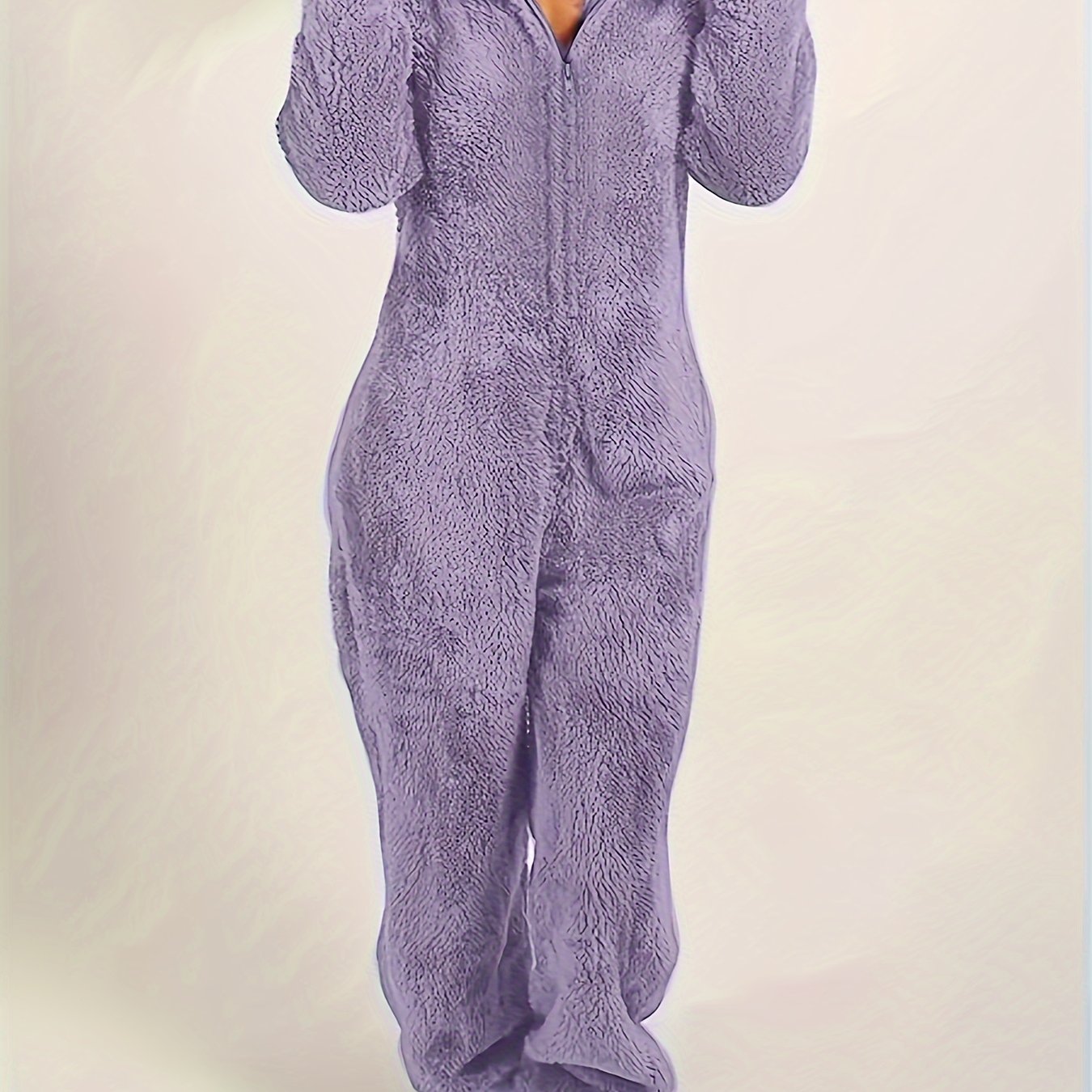 Fuzzy Cozy Hooded Pajama Jumpsuit - Comfy &amp; Cute Long Sleeve Zipper Pajamas - Women's Lingerie &amp; Sleepwear - Music Festival