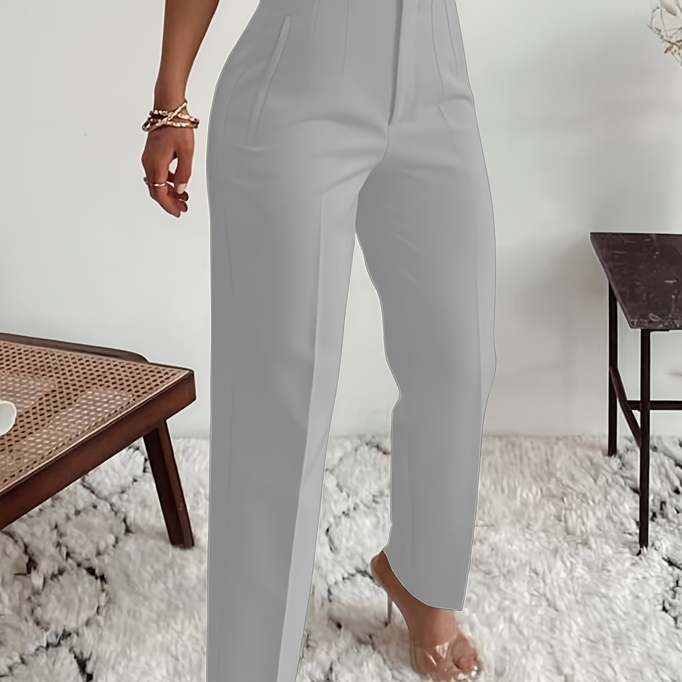 Women's High-Waisted Slim-Fit Office Pencil Pants - Trousers for Professional Workwear Formal Attire - Office Pants, Business Casual, Sophisticated Look