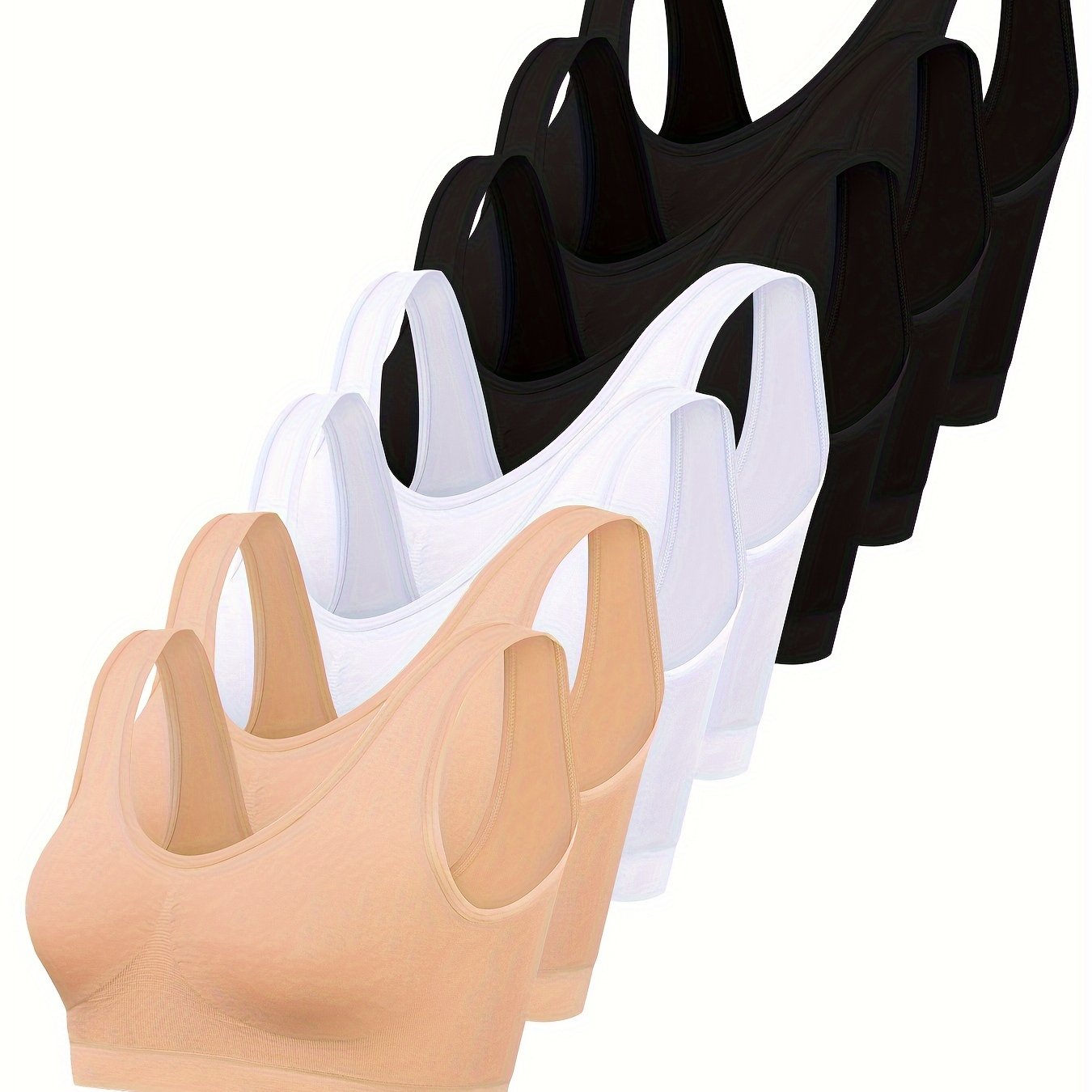 7 pcs - Solid Seamless Sporty Bra - Comfy & Breathable Bra - Women's Lingerie & Underwear