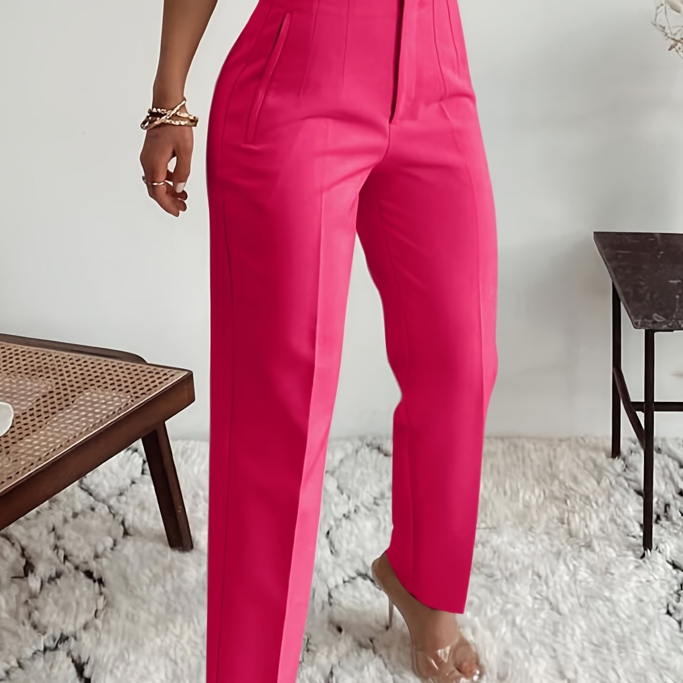 Women's High-Waisted Slim-Fit Office Pencil Pants - Trousers for Professional Workwear Formal Attire - Office Pants, Business Casual, Sophisticated Look