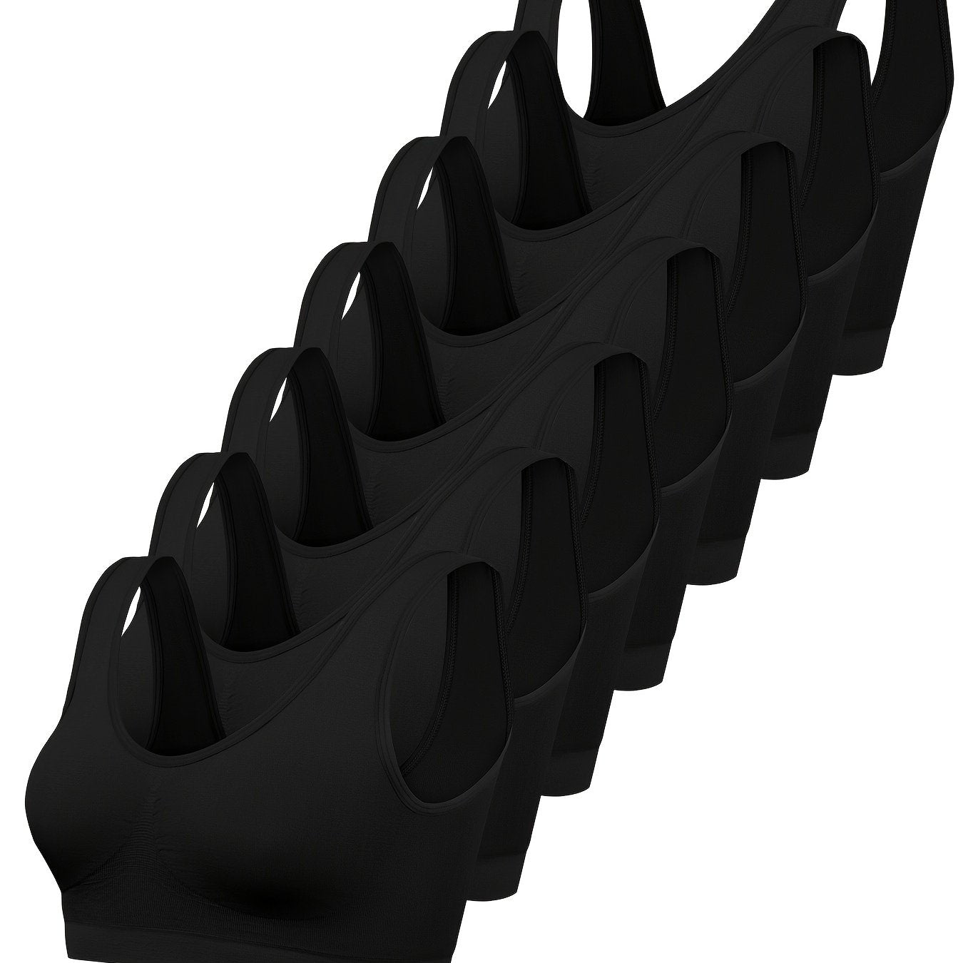 7 pcs - Solid Seamless Sporty Bra - Comfy & Breathable Bra - Women's Lingerie & Underwear