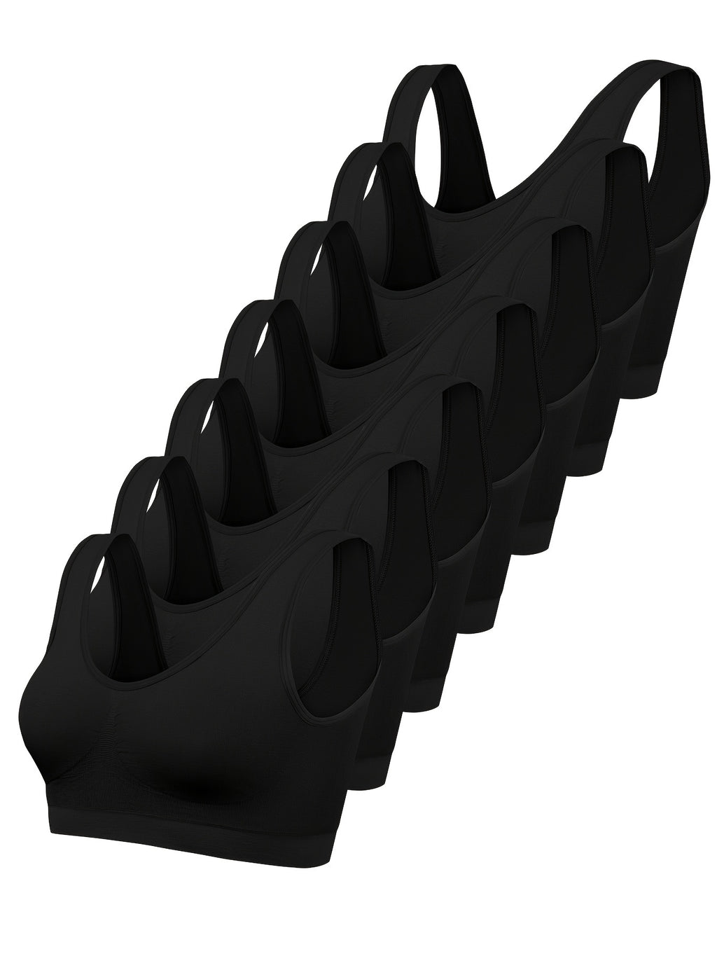 7 pcs - Solid Seamless Sporty Bra - Comfy & Breathable Bra - Women's Lingerie & Underwear