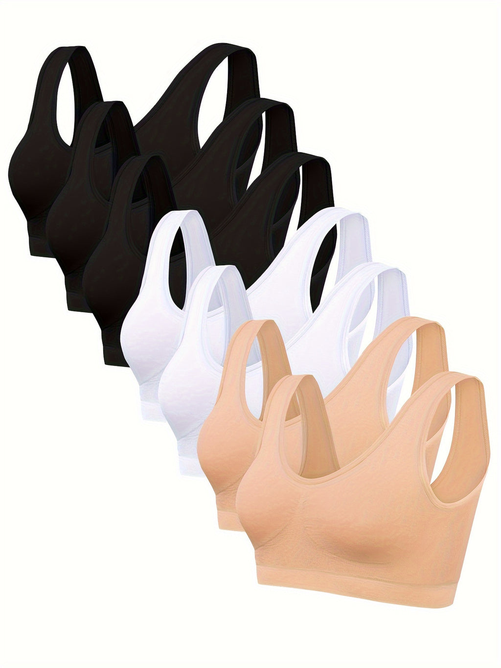 7 pcs - Solid Seamless Sporty Bra - Comfy & Breathable Bra - Women's Lingerie & Underwear