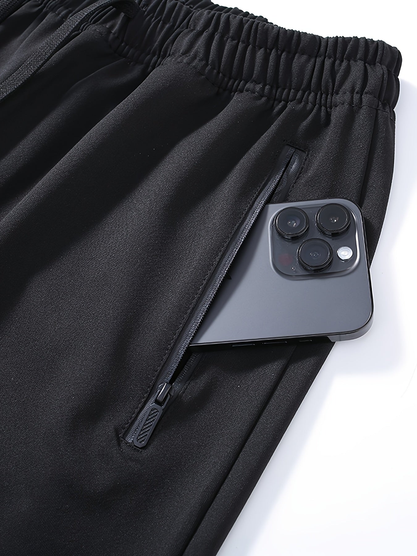 3 pairs - Men's Athletic Pants - Stretch Joggers with Zippered Legs, Elastic Drawstring Waist - Gym, Casual, Outdoor - All-Season Loose Fit Trousers - Heavy-Duty for Everyday &amp; Formal Wear - Ideal Gift for Men, Jogging Pants, Soft