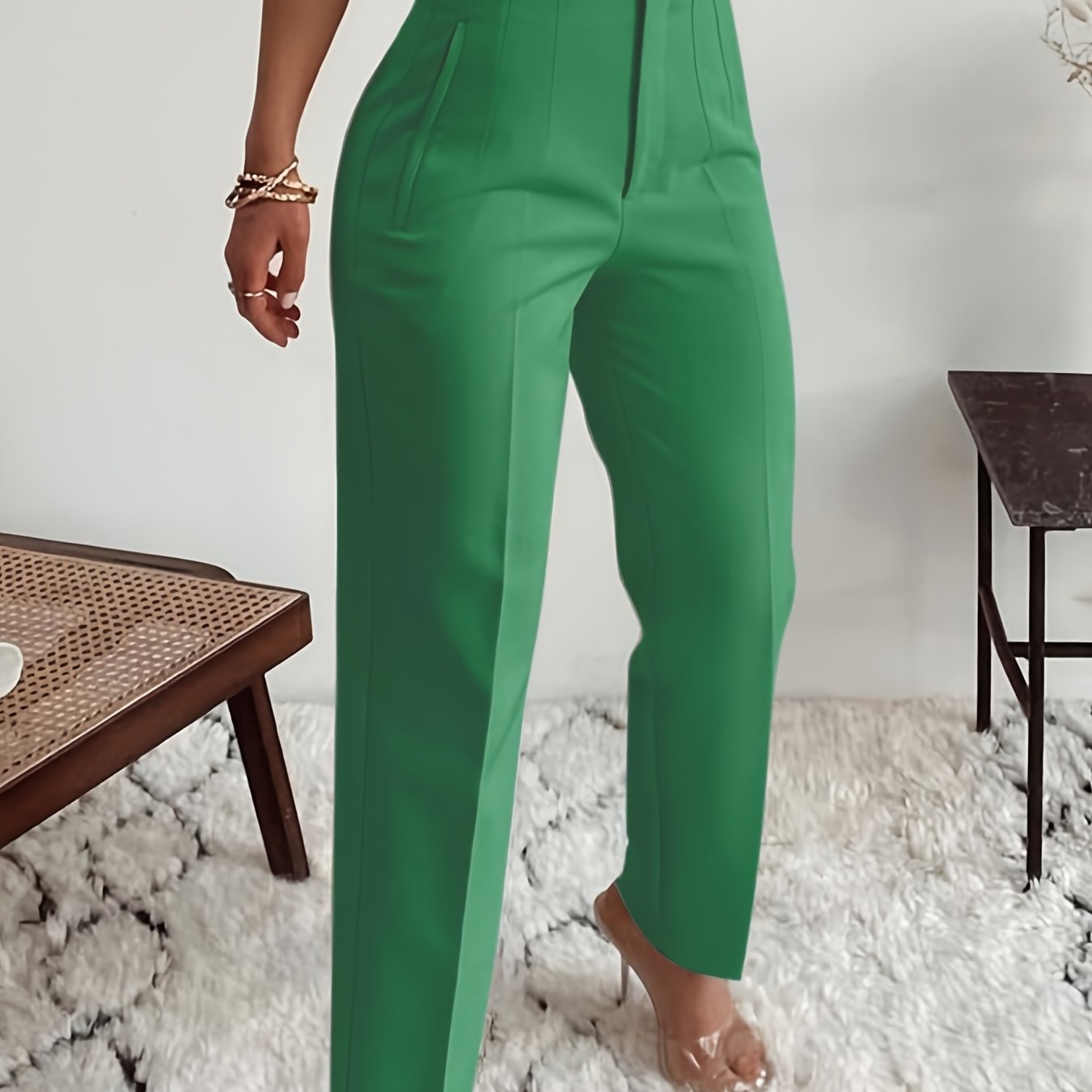 Women's High-Waisted Slim-Fit Office Pencil Pants - Trousers for Professional Workwear Formal Attire - Office Pants, Business Casual, Sophisticated Look