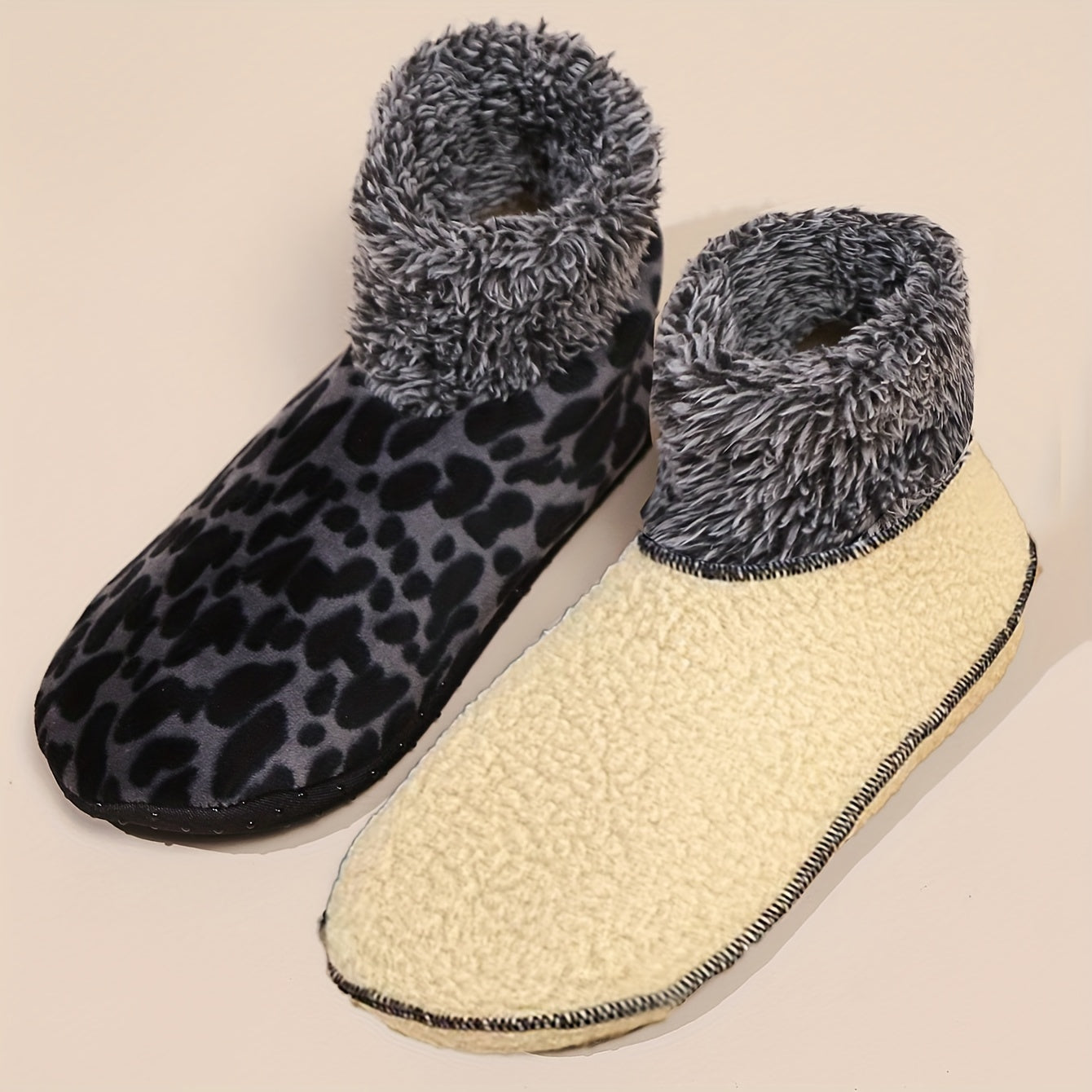 4 Pairs - Women's Winter Leopard Slipper Socks - Thickened Velvet - Warm House Shoes - Soft &amp; Cozy for Indoor Use