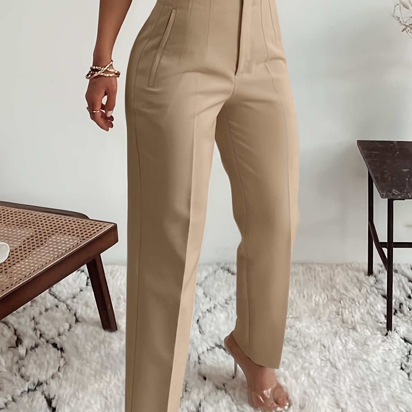 Women's High-Waisted Slim-Fit Office Pencil Pants - Trousers for Professional Workwear Formal Attire - Office Pants, Business Casual, Sophisticated Look