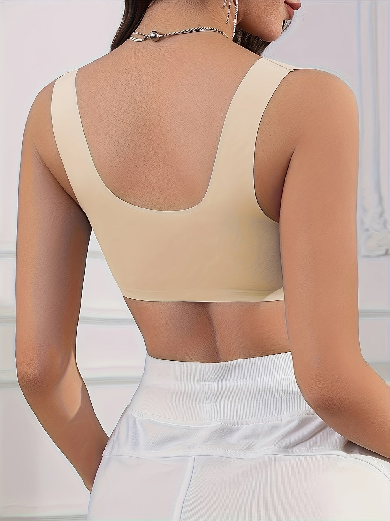 Women's Front Closure T-Shirt Bra with Shell Pattern Accents, Wide Comfort Straps &amp; Non-Removable Pads - No Underwire, Smooth Everyday Wireless Bras for Casual &amp; Formal Wear, 4 Solid Colors Available, Multi-occasion Bras