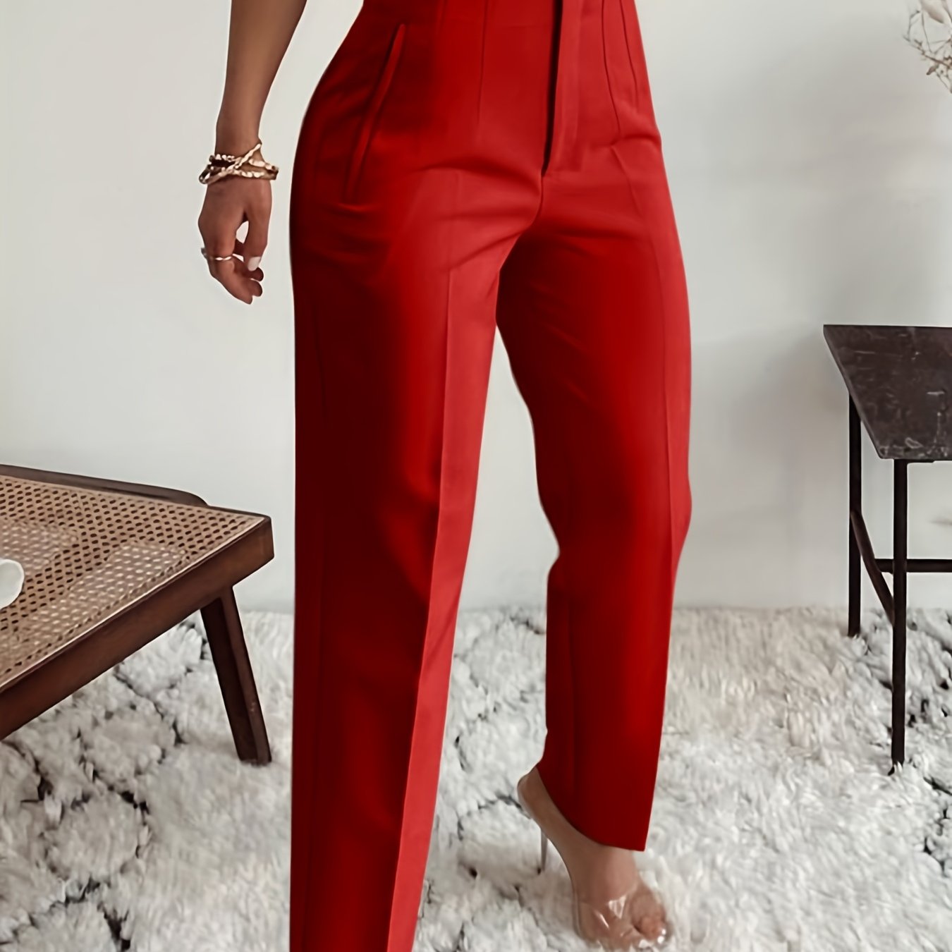 Women's High-Waisted Slim-Fit Office Pencil Pants - Trousers for Professional Workwear Formal Attire - Office Pants, Business Casual, Sophisticated Look