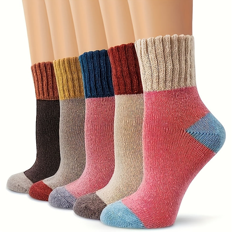 10 Pairs - Women's Winter Socks - Thickened Soft Warm Knitted Casual Socks for Mountaineering and Skiing