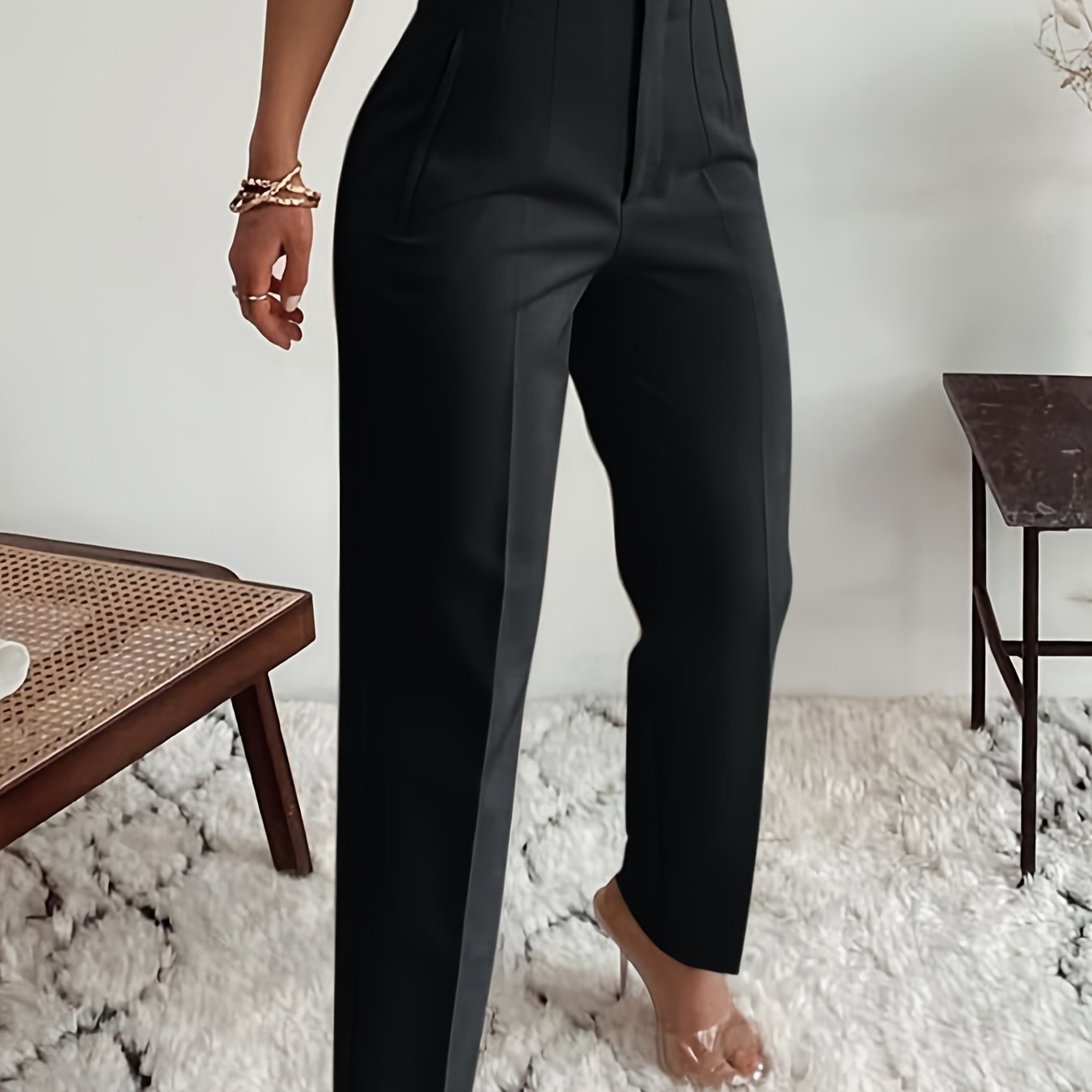 Women's High-Waisted Slim-Fit Office Pencil Pants - Trousers for Professional Workwear Formal Attire - Office Pants, Business Casual, Sophisticated Look