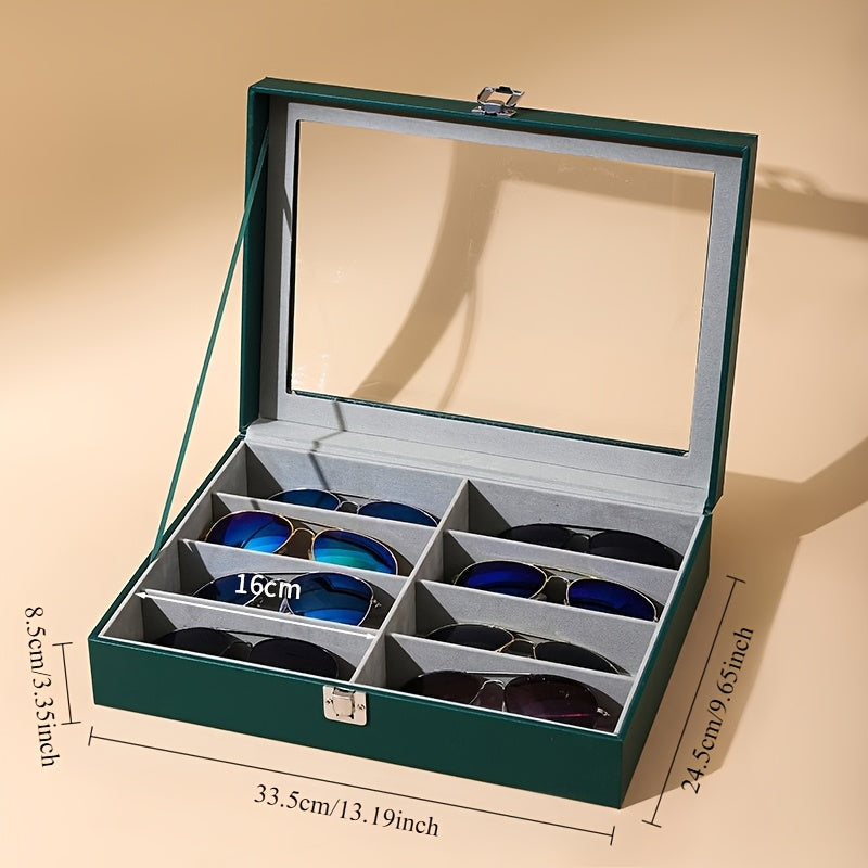 8-compartment Glasses Storage Case - Glasses Collection Case - Luxury PU Material