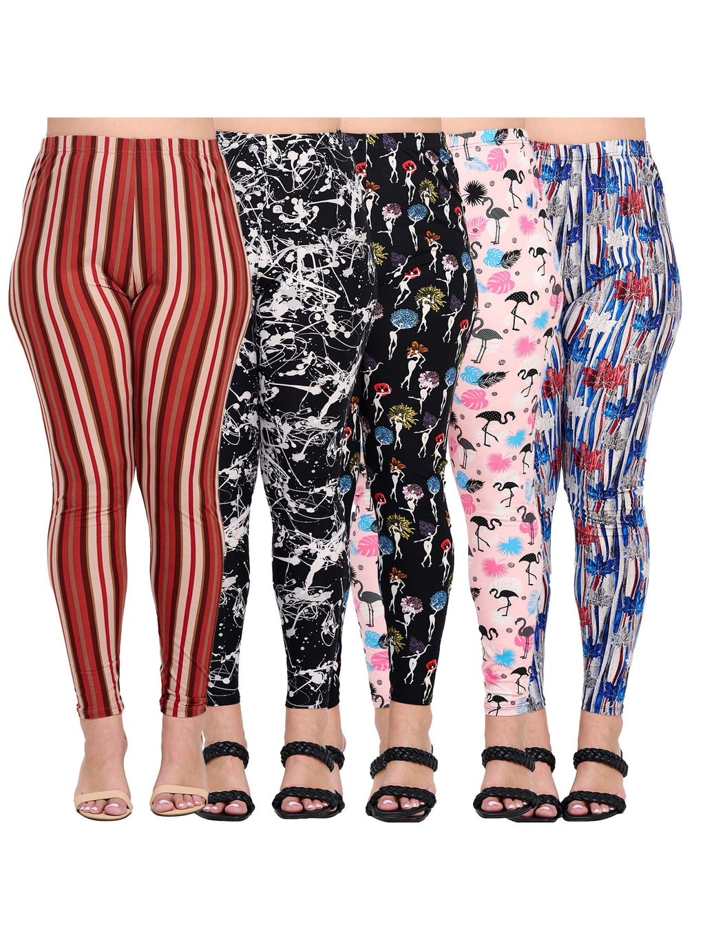 10 pairs &amp; 20 pairs - Plus Size Women's Multi-Pack of Randomly Assorted Fashion Lounge Leggings - Comfortable Soft Pull-On Breathable Leggings - 1X - 2X - 3X - 4X - 5X