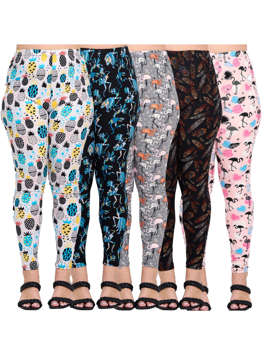 10 pairs &amp; 20 pairs - Plus Size Women's Multi-Pack of Randomly Assorted Fashion Lounge Leggings - Comfortable Soft Pull-On Breathable Leggings - 1X - 2X - 3X - 4X - 5X