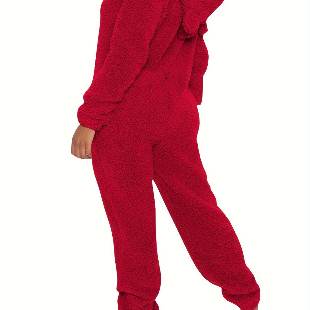 Fuzzy Cozy Hooded Pajama Jumpsuit - Comfy &amp; Cute Long Sleeve Zipper Pajamas - Women's Lingerie &amp; Sleepwear - Music - view 11 of 16