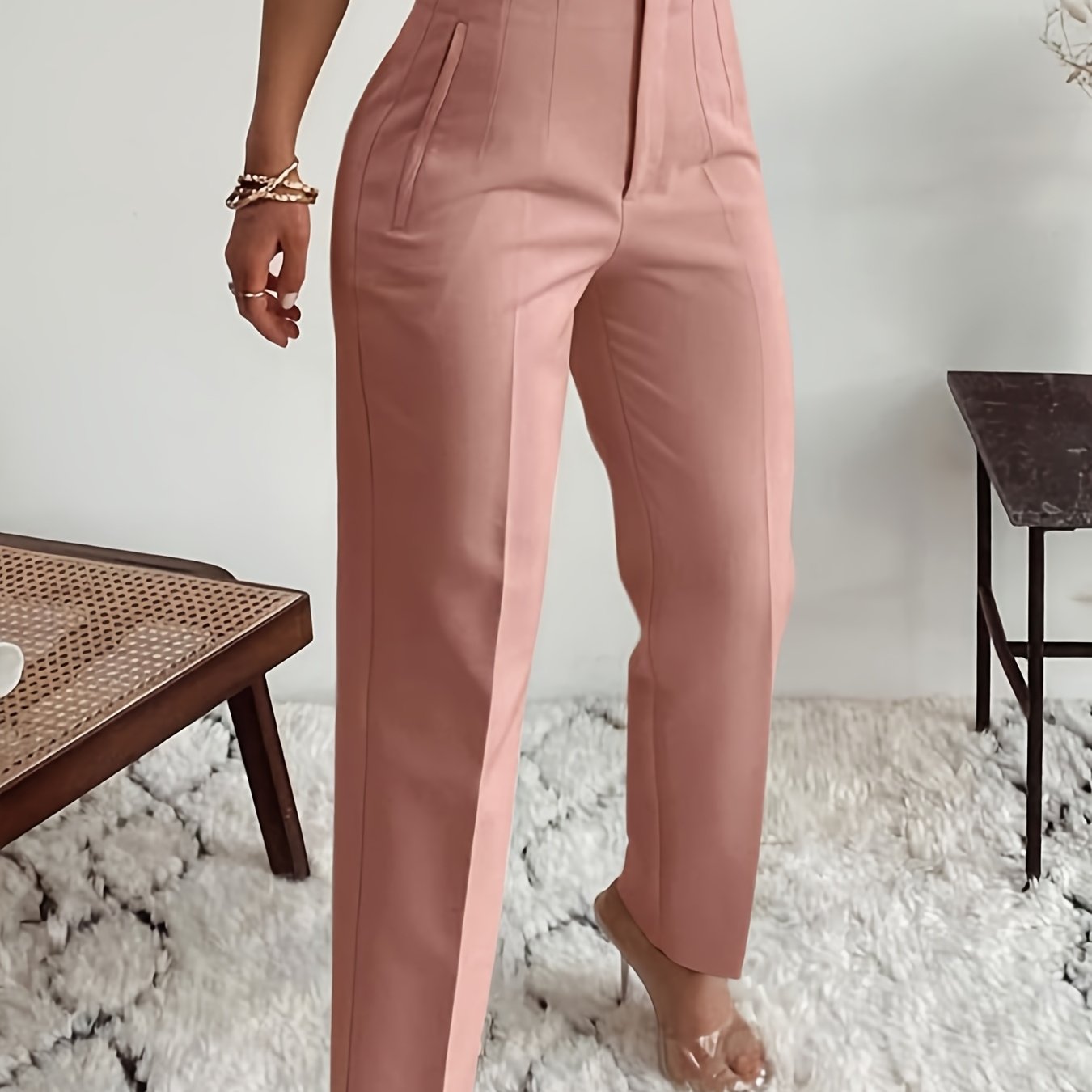 Women's High-Waisted Slim-Fit Office Pencil Pants - Trousers for Professional Workwear Formal Attire - Office Pants, Business Casual, Sophisticated Look