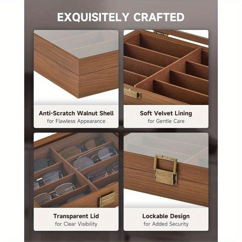 8-compartment Glasses Storage Case - Glasses Collection Case - Luxury PU Material