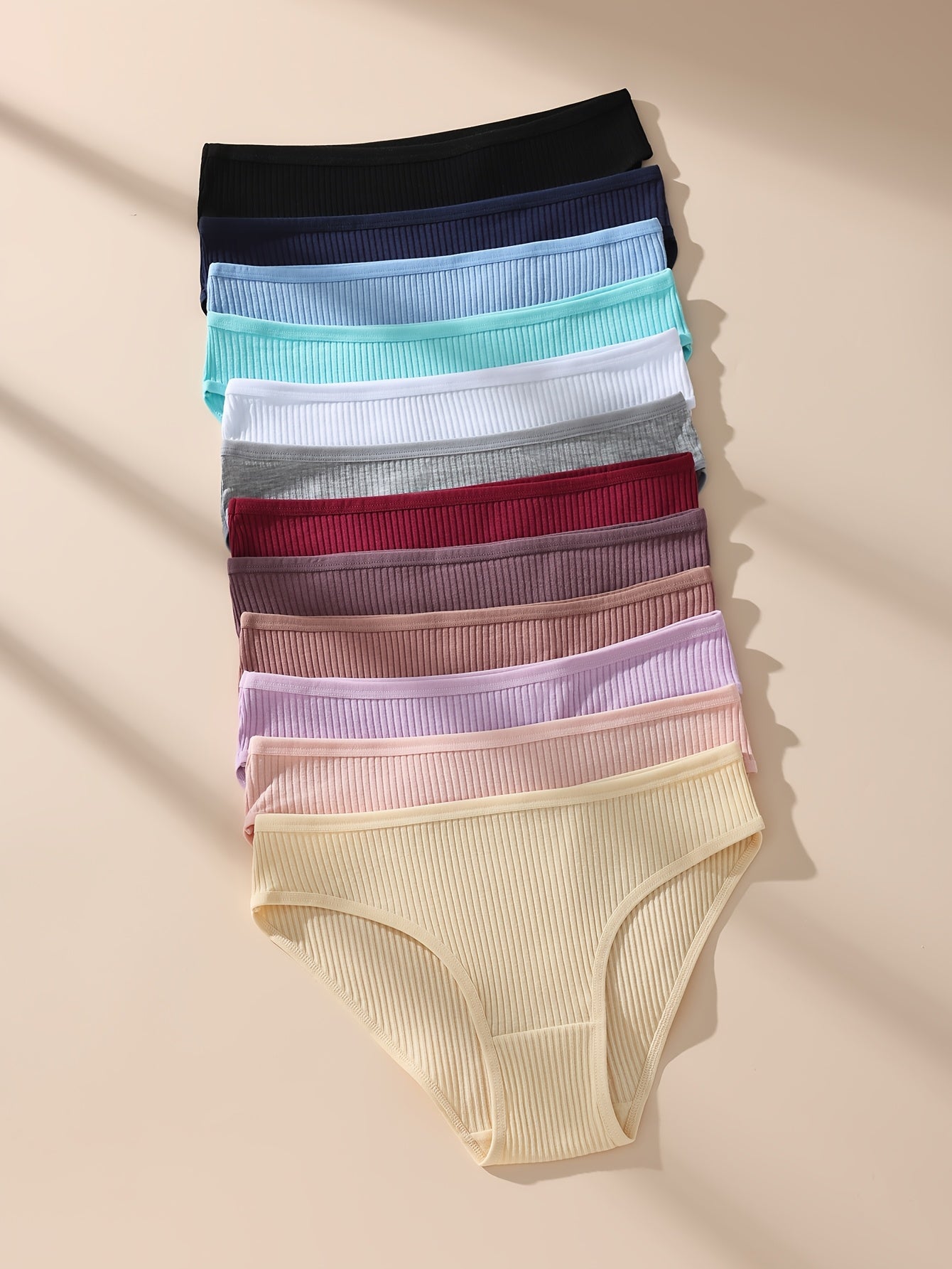 12 pairs - Sexy And Simple Solid Color Women's Underwear - Breathable and Comfortable Underwear