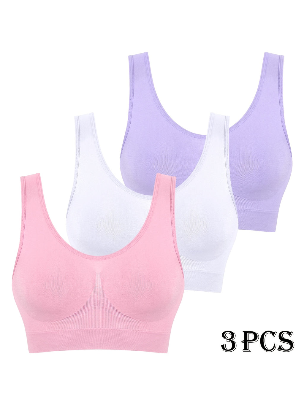 3 pcs - Women's Seamless High-Impact Sports Bras - No Padding Lightweight Breathable Mesh - High Elasticity for Gym, Yoga, Running - Elegant Special Series - Highelasticity Fabric