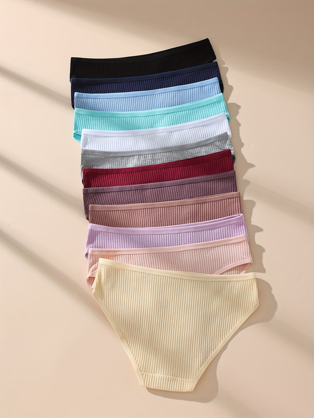 12 pairs - Sexy And Simple Solid Color Women's Underwear - Breathable and Comfortable Underwear