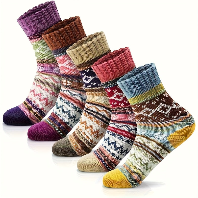 10 Pairs - Women's Winter Socks - Thickened Soft Warm Knitted Casual Socks for Mountaineering and Skiing