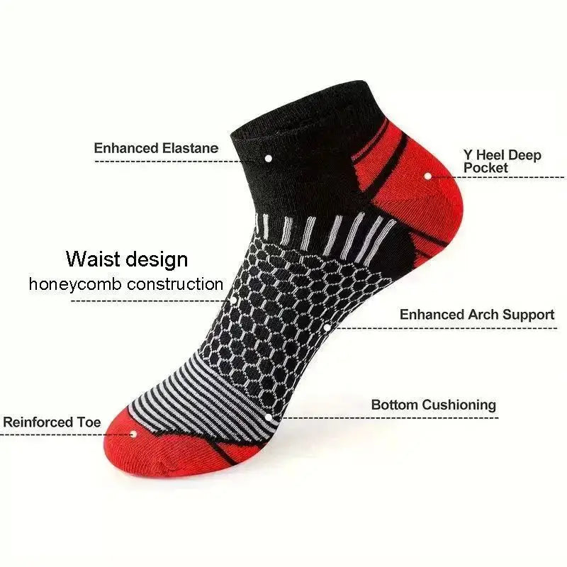 6 pairs - Men's Short Sports Socks - Moisture-Wicking, Breathable, All-Season Athletic Socks