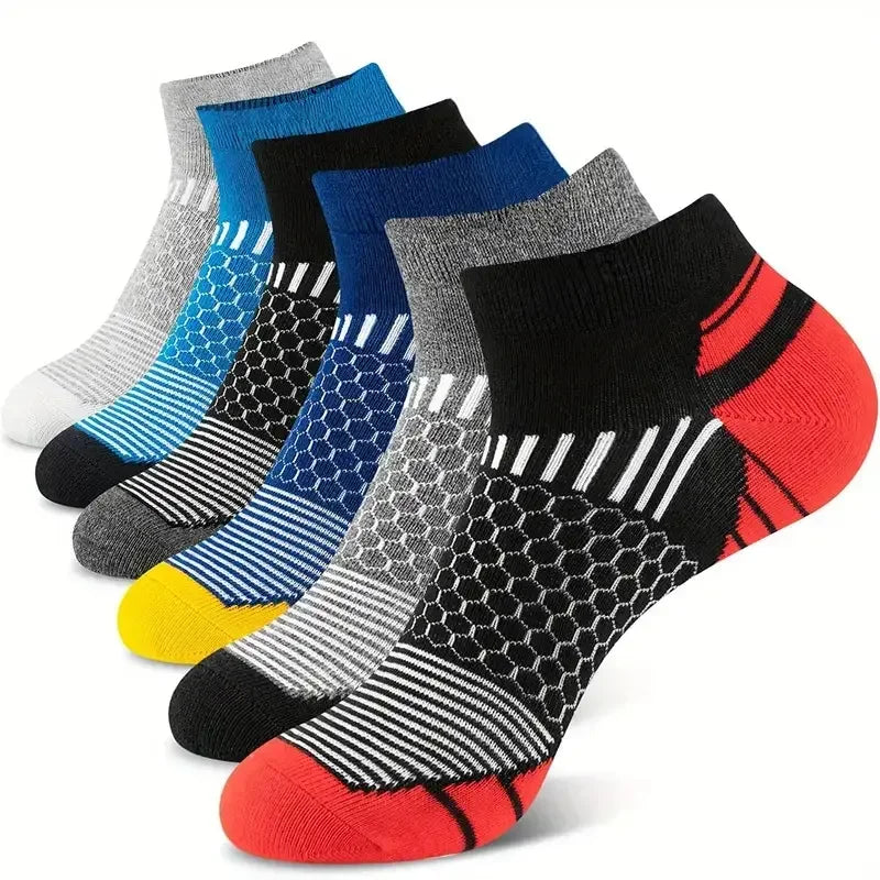 6 pairs - Men's Short Sports Socks - Moisture-Wicking, Breathable, All-Season Athletic Socks