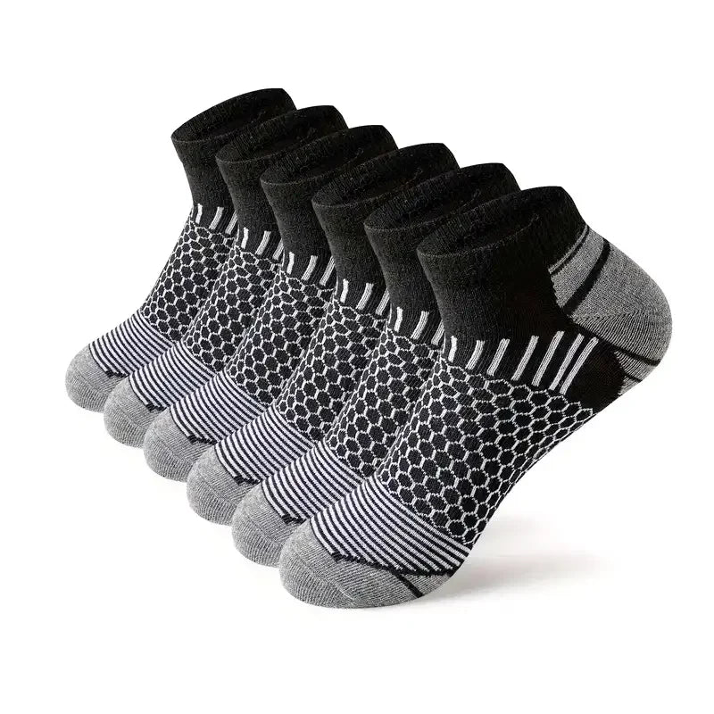 6 pairs - Men's Short Sports Socks - Moisture-Wicking, Breathable, All-Season Athletic Socks