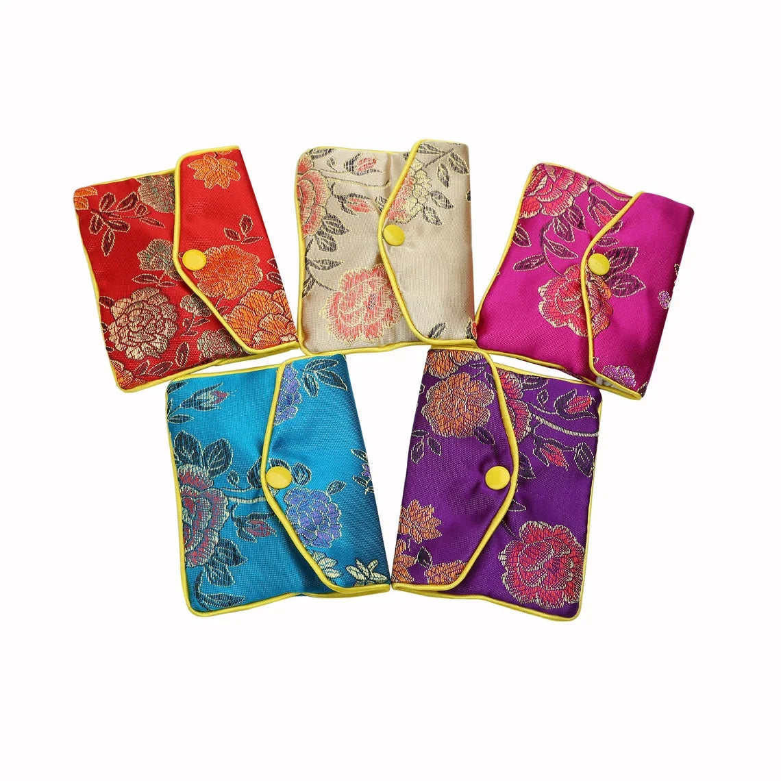 Silk Purse Pouch - Small Jewelry Gift Bag/Jewelry Case with Zipper (5 ct)