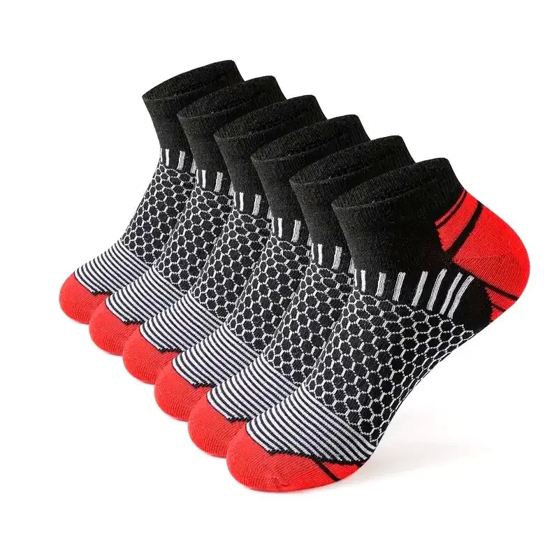 6 pairs - Men's Short Sports Socks - Moisture-Wicking, Breathable, All-Season Athletic Socks