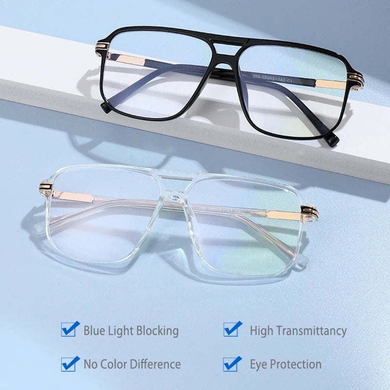 Blue Light Blocking Glasses - Frame for Men and Women - Optical Glasses Full Rim Aviator - Stylish Spectacles Pilot Frame