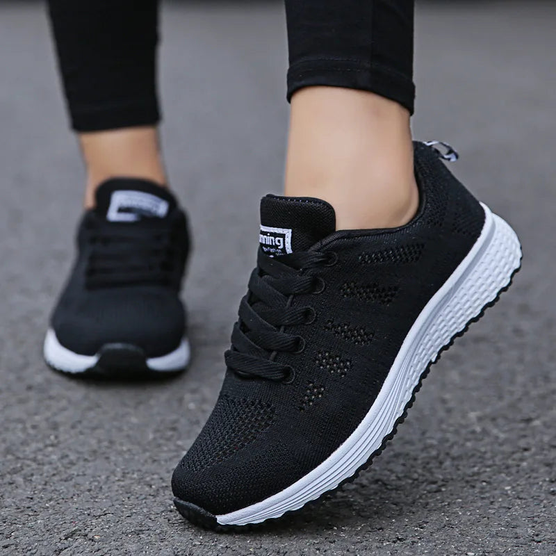 Women's Casual Shoes - Fashion Breathable - Walking Mesh Flat Shoes - Tenis Sneakers