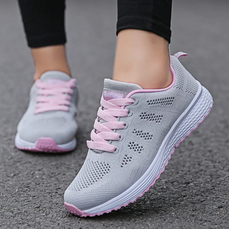 Women's Casual Shoes - Fashion Breathable - Walking Mesh Flat Shoes - Tenis Sneakers