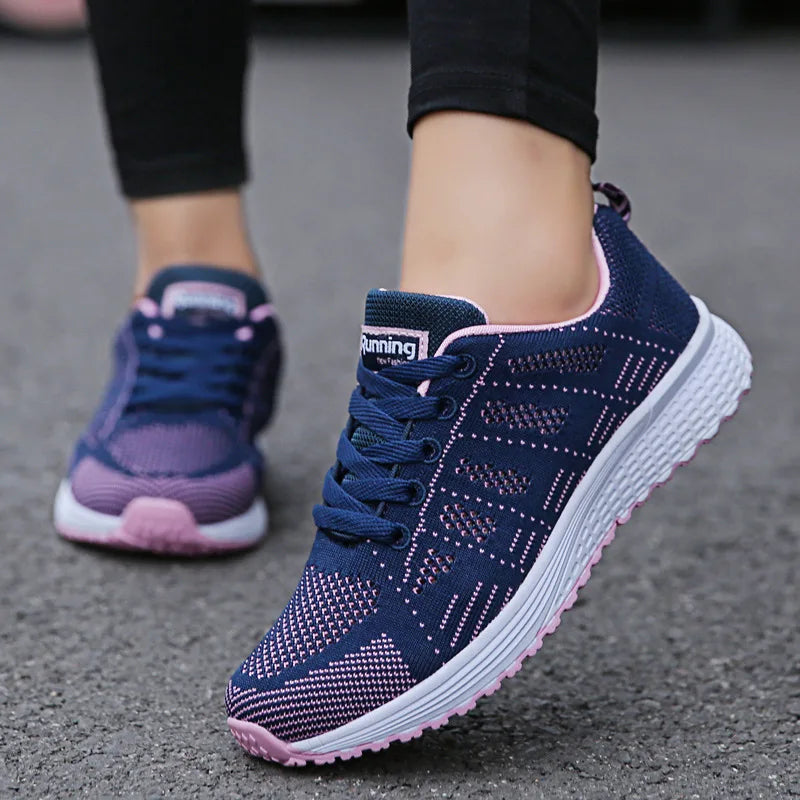 Women's Casual Shoes - Fashion Breathable - Walking Mesh Flat Shoes - Tenis Sneakers