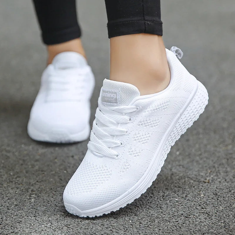 Women's Casual Shoes - Fashion Breathable - Walking Mesh Flat Shoes - Tenis Sneakers