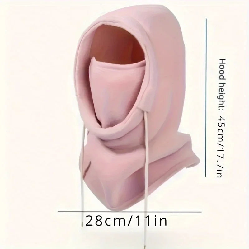 Balaclava Knit Hood - Windproof Mask with Drawstring - Motorcycle Riding Headgear - Warm Knitted Cap for Cold Weather