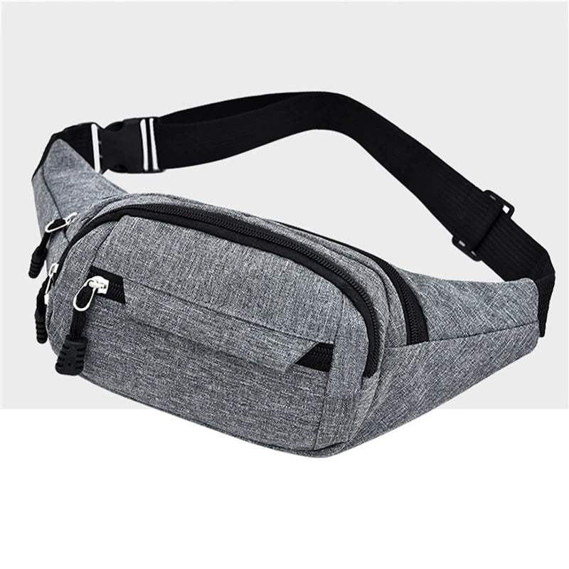 Water-resistant Waist Packs - Outdoor Sports Bag - Unisex - Canvas Pouch - Fanny Pouch - Solid Color - Zipper Crossbody Bag