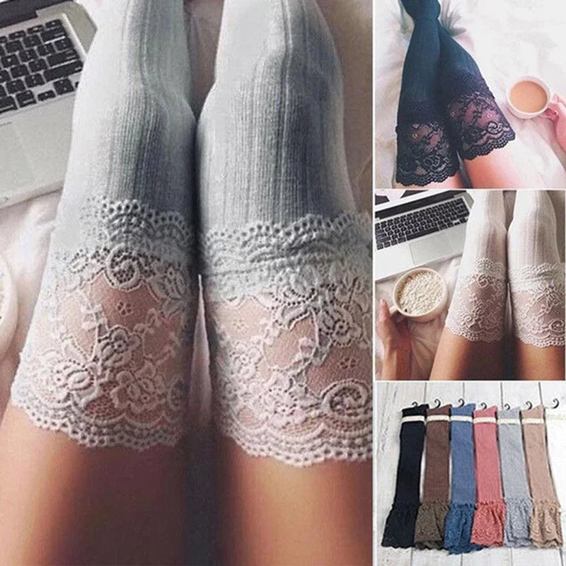 Women's Stockings - Warm Thigh - High Over The Knee Socks - Long Cotton Lace Up Stockings - Medias Winter Sexy Stockings