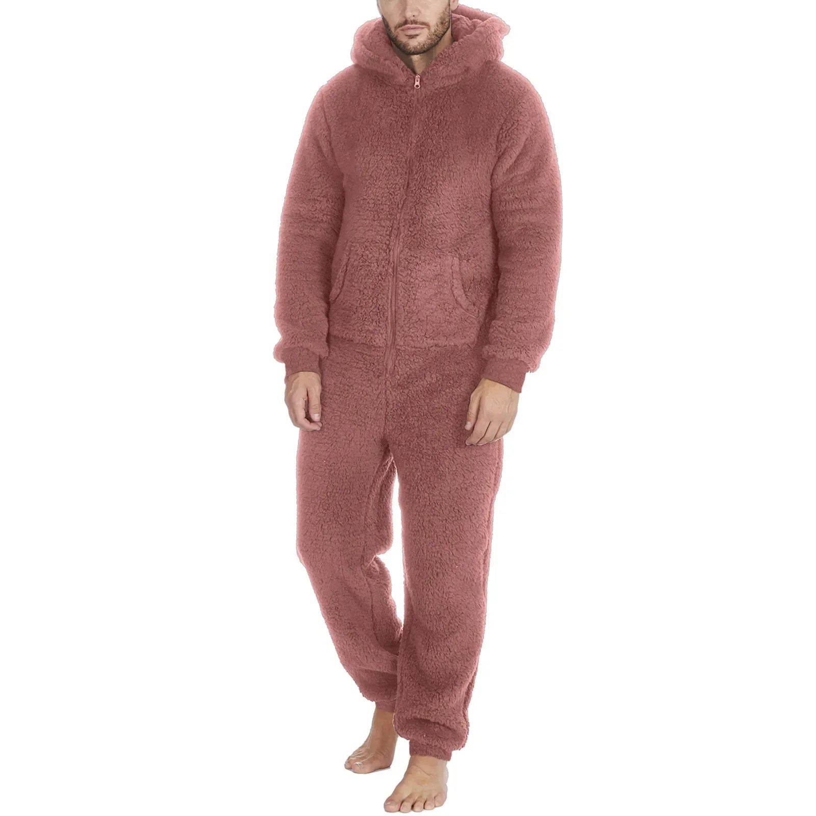 Men's Sleepwear Jump Suit - Plush Thermal One-piece Pajamas