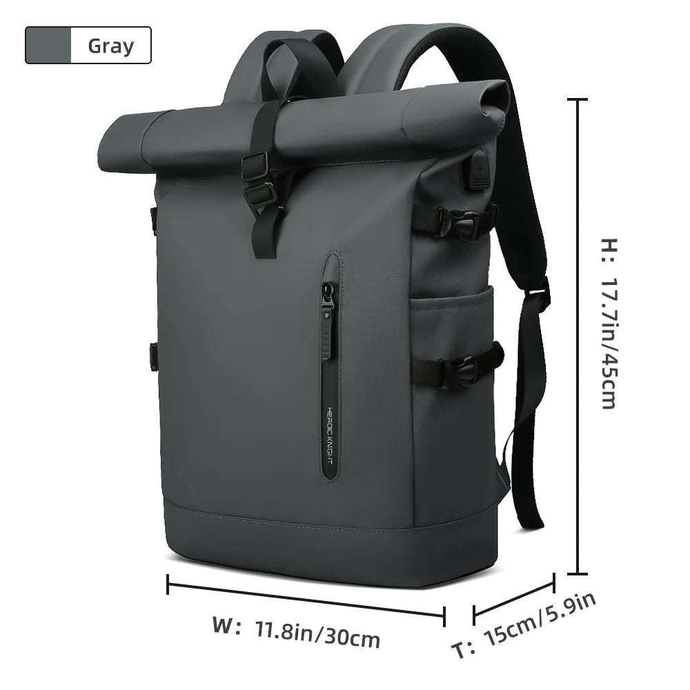 Expandable Travel Backpack - Large Capacity Waterproof 15.6” Laptop Bag - Hiking Rucksack Cycling Daypack Bag with USB Port