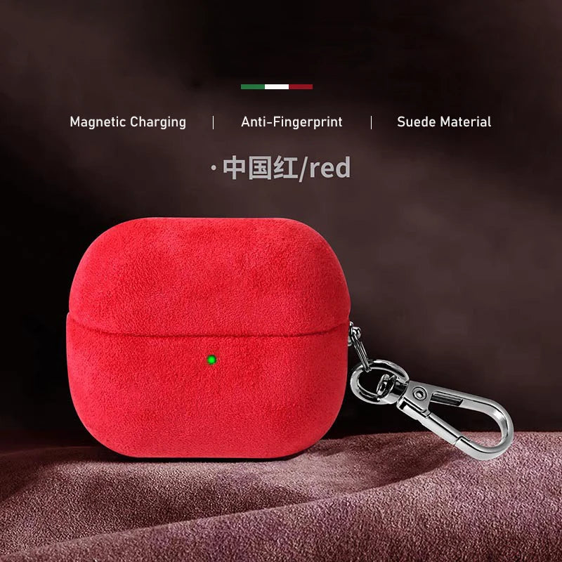 Luxury Italian Suede Leather Headphone Case for AirPods 4, 3, 2, 1 - Supercar Material - Wireless Charge Earphone Case
