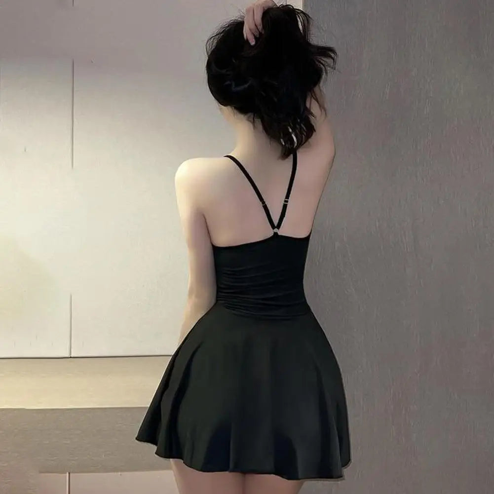 Pleated Micro Mini Dress - Bandage Smooth Uniform Slip Mini Dress - Allure Ruffled Backless Dress